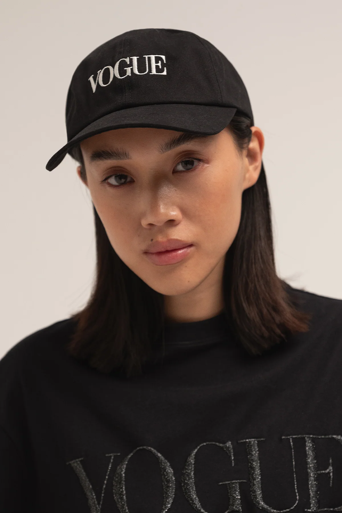 VOGUE Cap Black Embroidered White Logo - Image 3