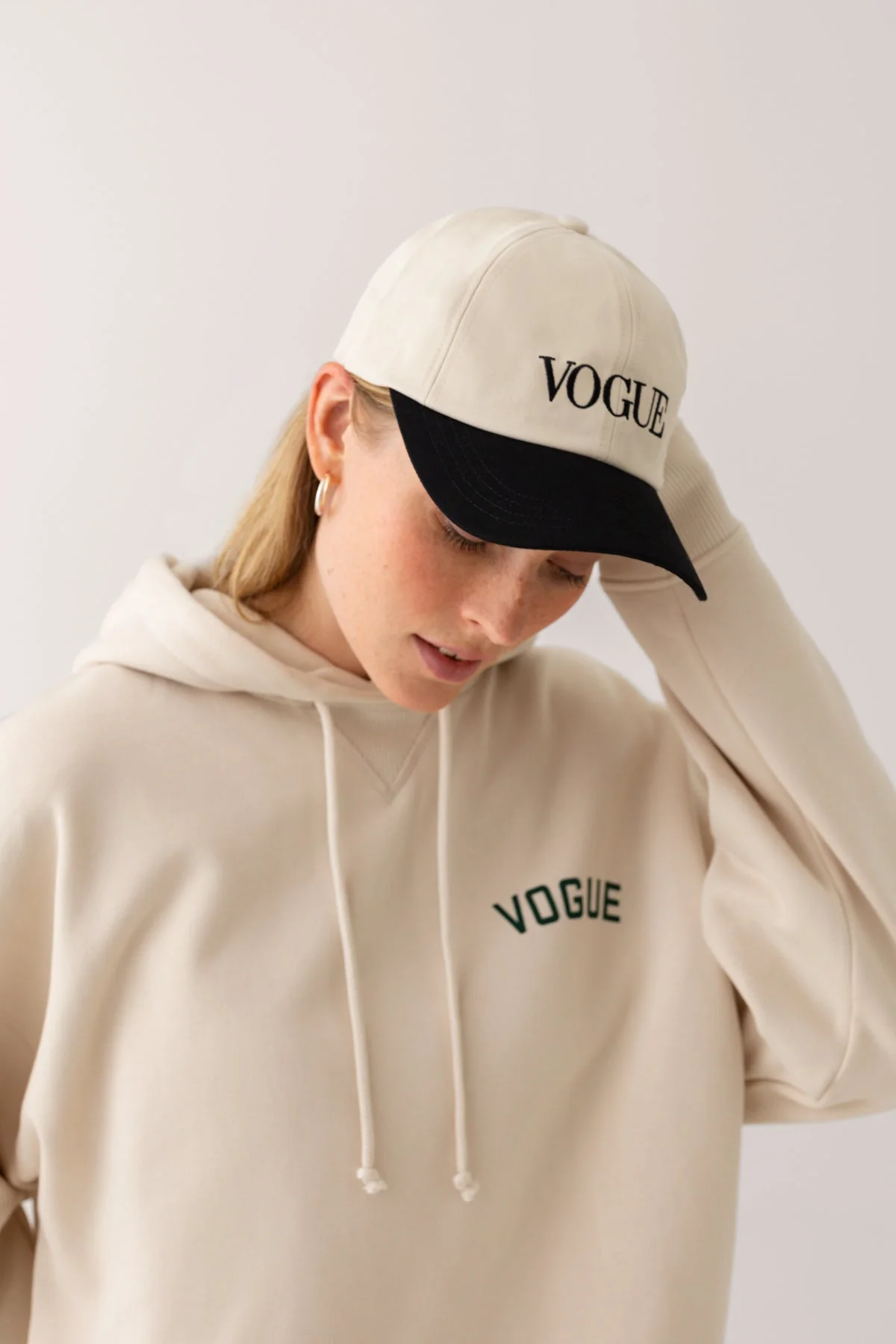 VOGUE Cap Ecru Embroidered Black Logo - Image 3