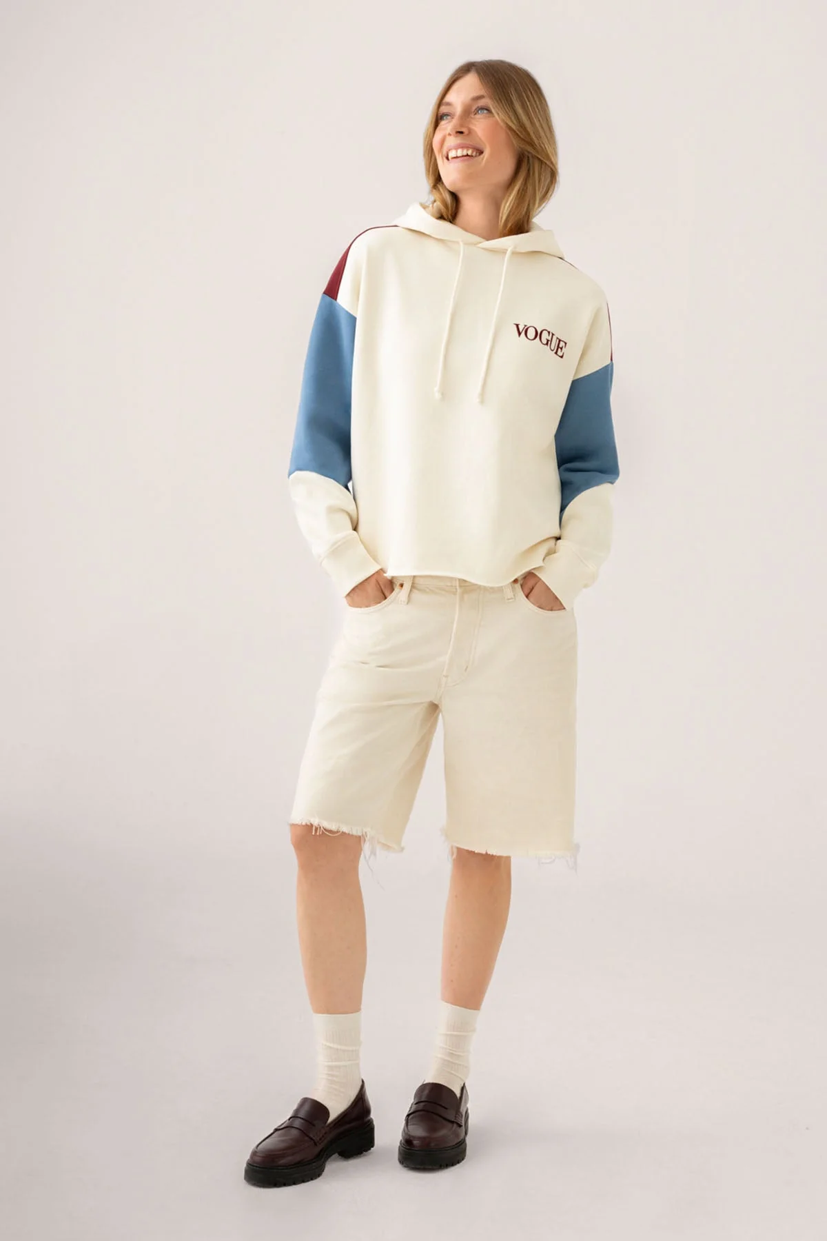 VOGUE Hoodie Cream Panel Details - Image 5