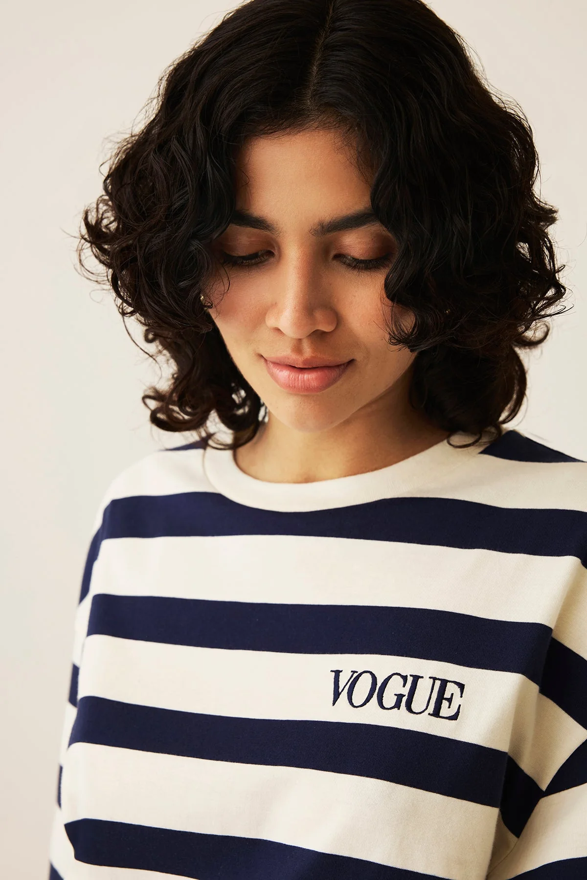VOGUE Longsleeve Navy Striped Embroidered Logo - Image 5