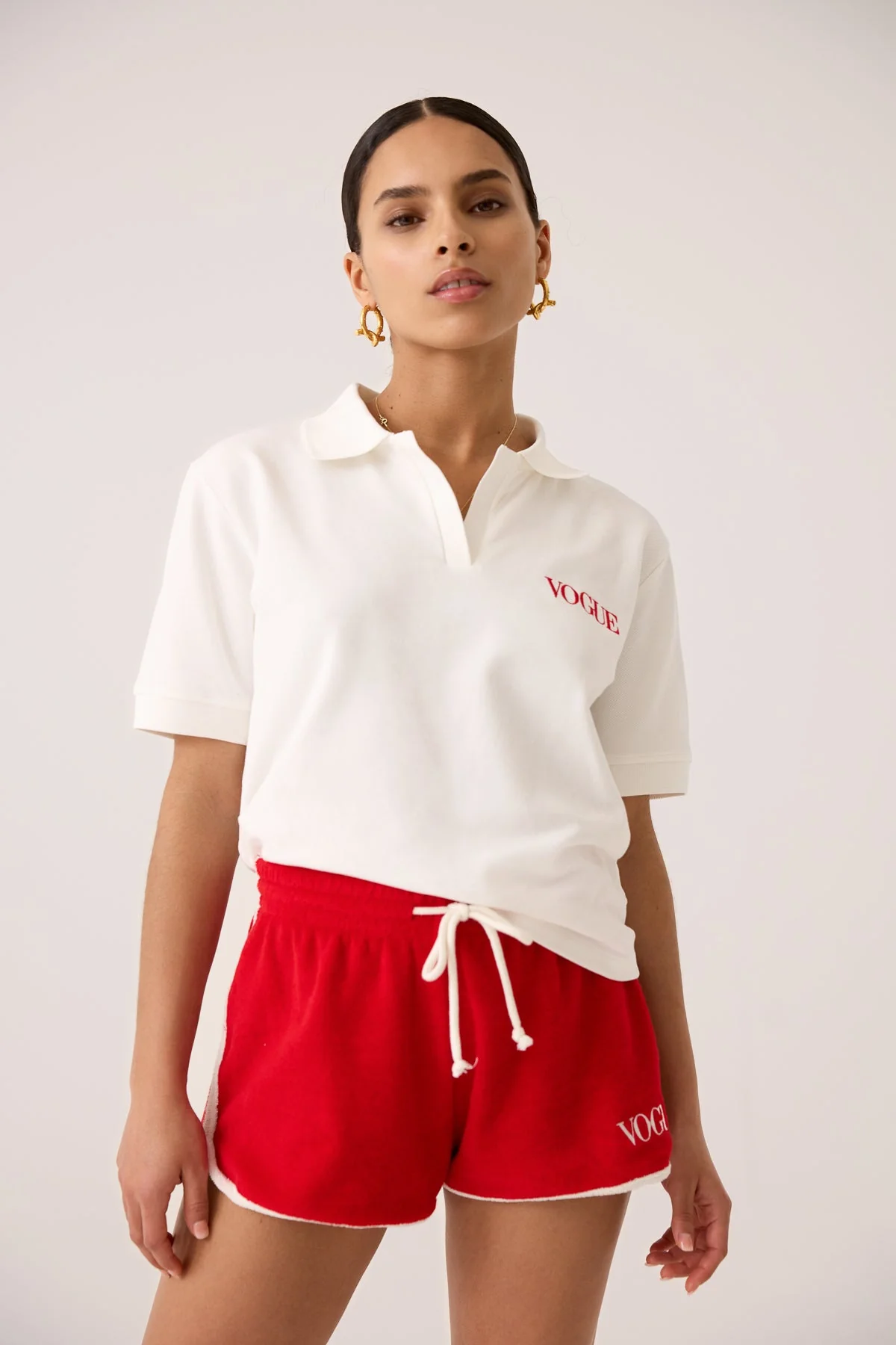VOGUE Polo Shirt Ivory Embroidered Logo - Image 3