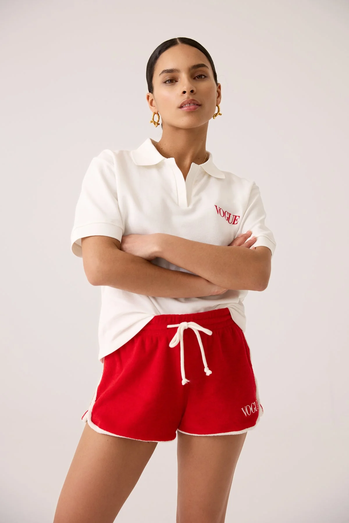 VOGUE Polo Shirt Ivory Embroidered Logo - Image 5