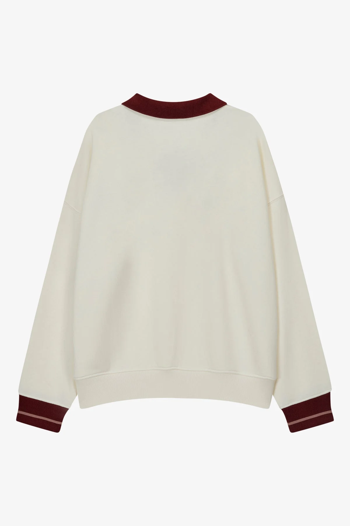 VOGUE Polo Sweatshirt Cream Contrast Bordeaux Collar - Image 7