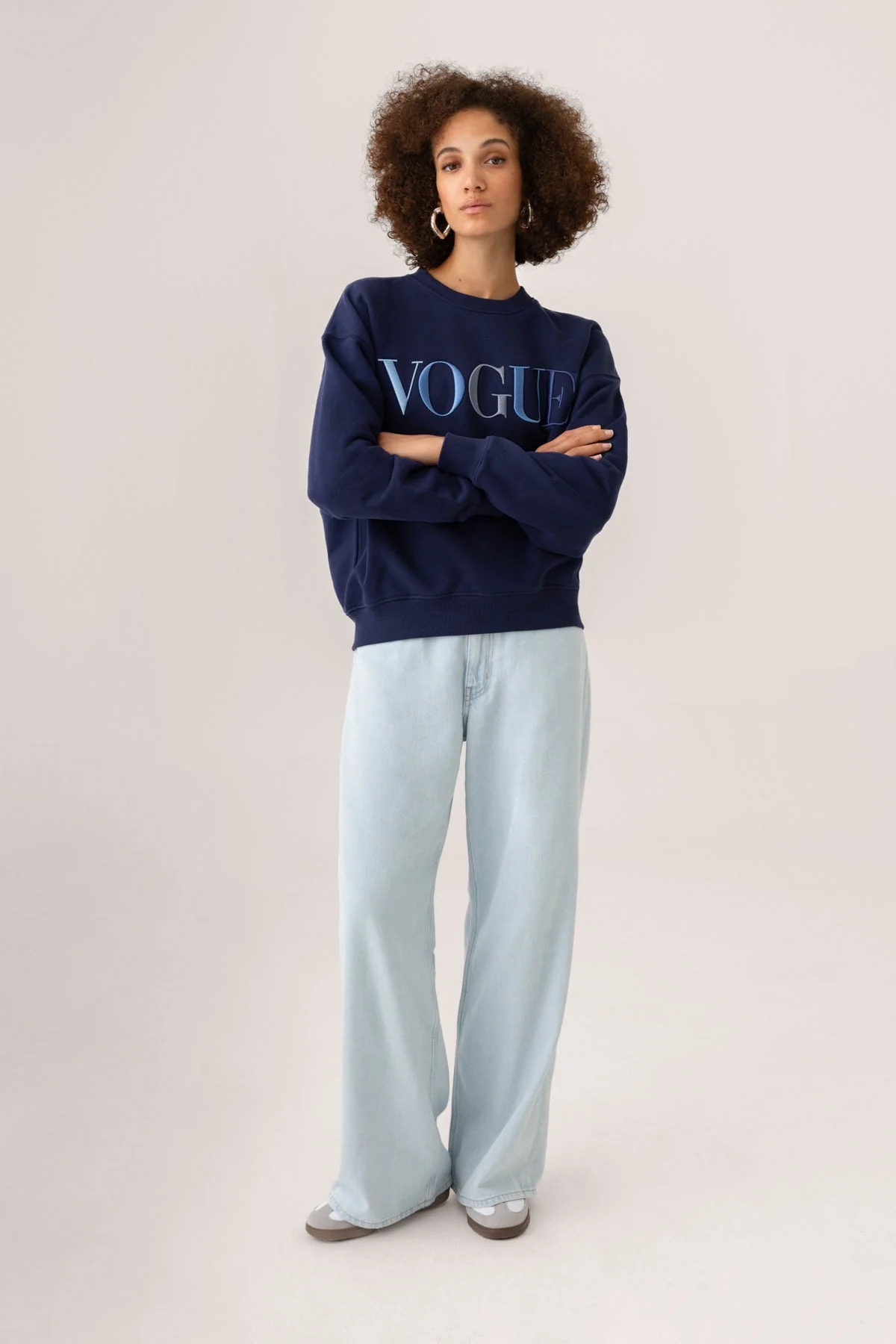 VOGUE Sweatshirt Navy Embroidered Colorful Logo - Image 5