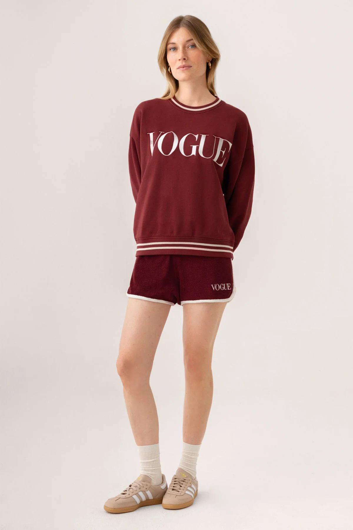 VOGUE Terry Shorts Bordeaux Embroidered Logo - Image 4